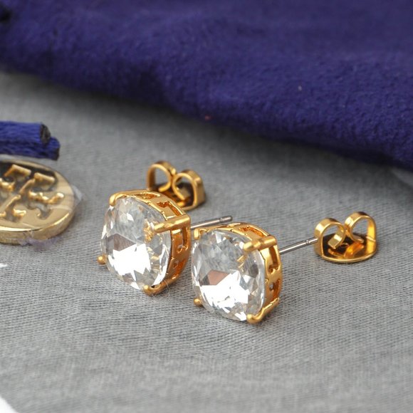 SALE: Tory Burch Set Swarovski Crystal Stud Earrings Cubic Zirconia BRAND NEW - Picture 7 of 7